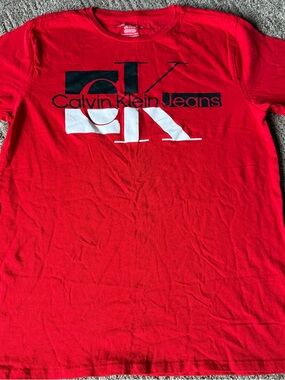 Calvin Klein Jeans Red Black White Logo Tee